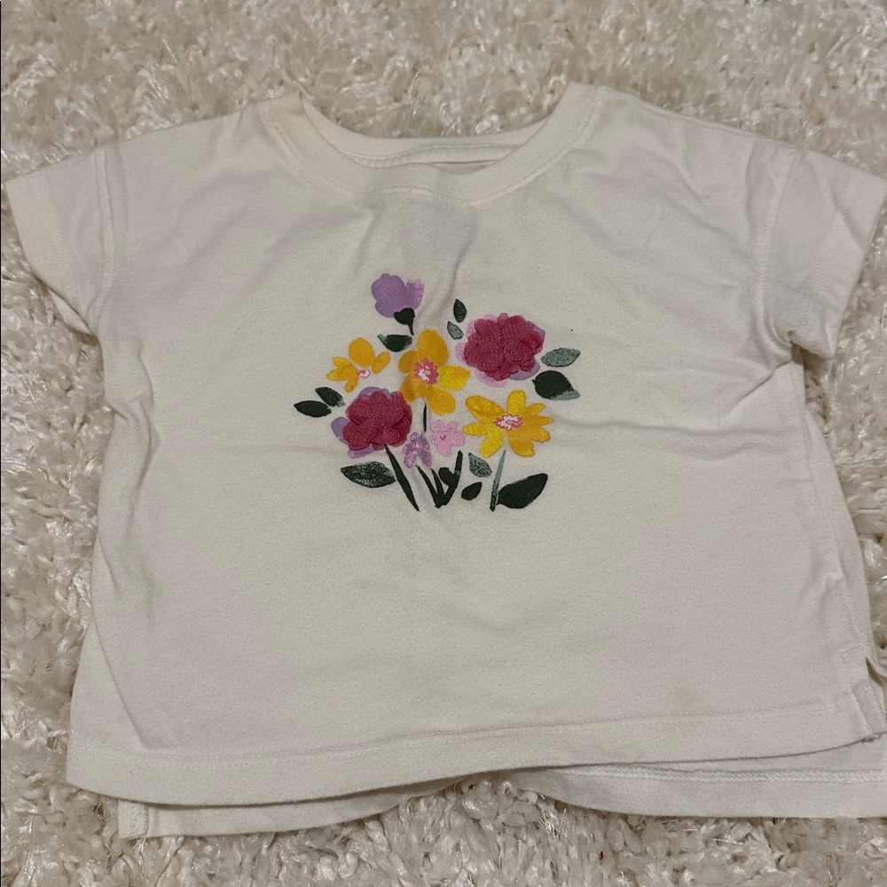 Cat & Jack White Tee with Floral Design